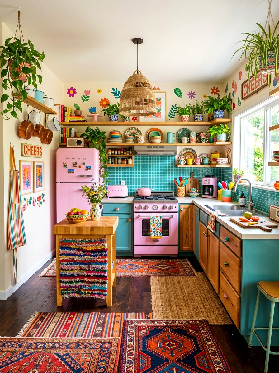 Colorful eclectic rental kitchen - 30 rental kitchen glow up ideas