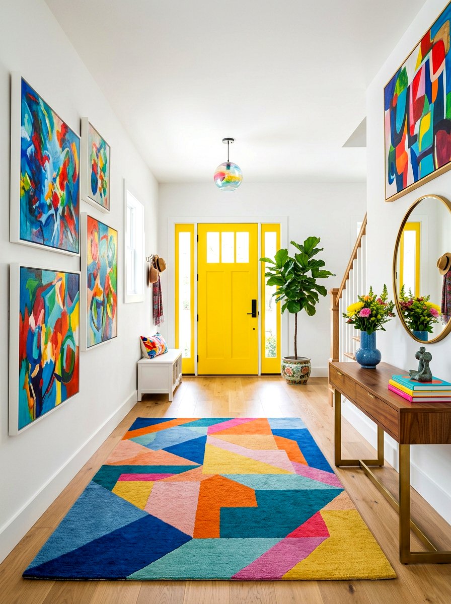 Colorful foyer interior - 30 welcoming foyer ideas