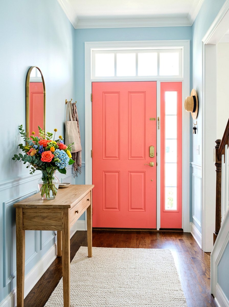 Colorful front door entryway - 30 entryway decor ideas