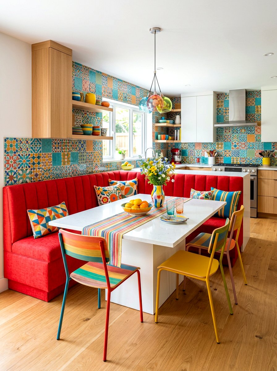 Colorful kitchen seating - 30 banquette dining room ideas