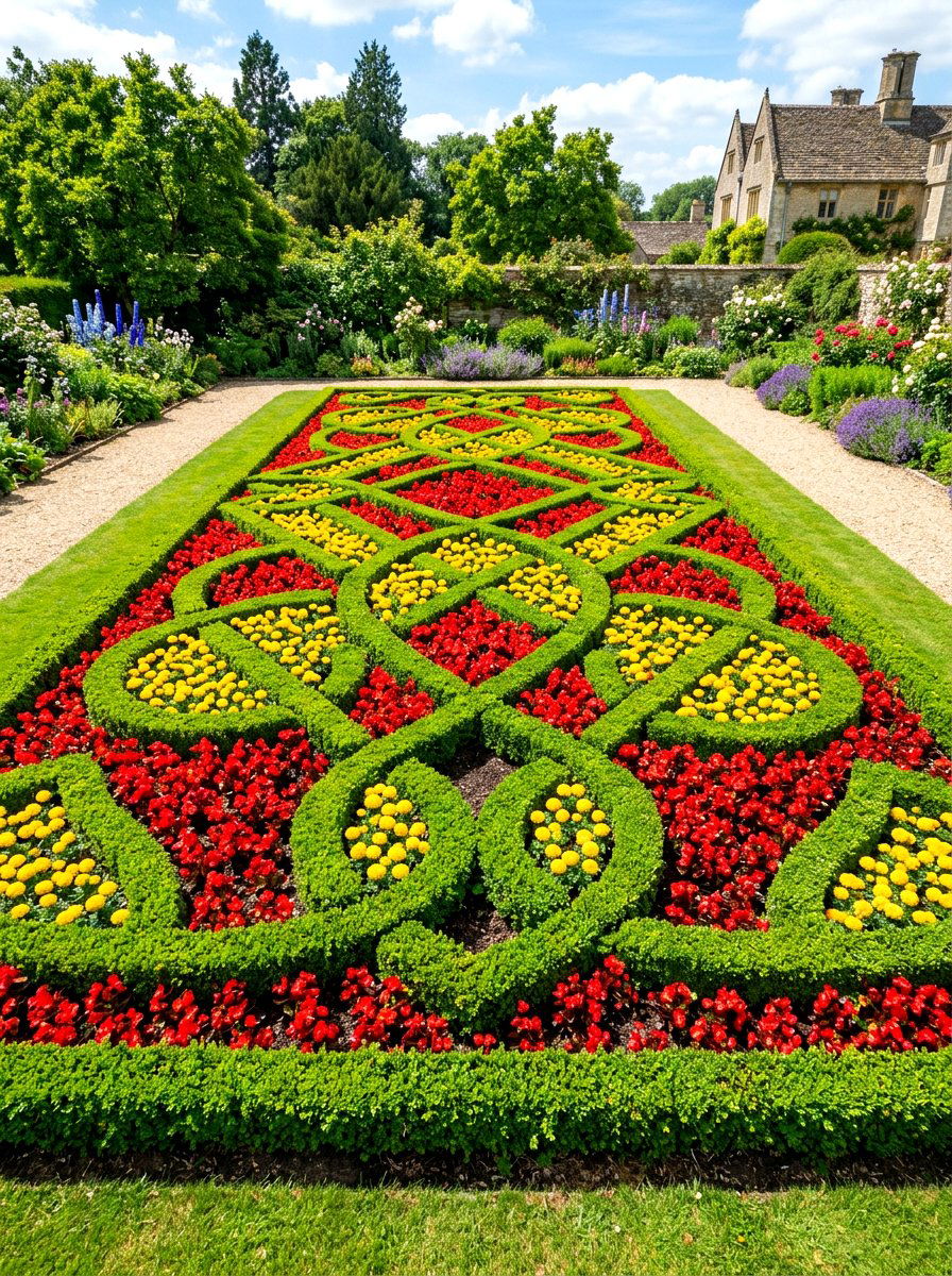 Colorful knot garden infill - 30 knot garden ideas