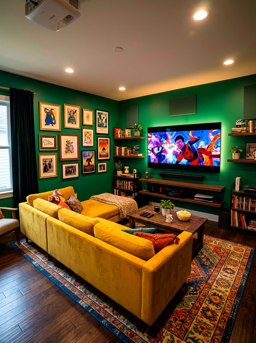 Colorful media room - 30 movie room ideas