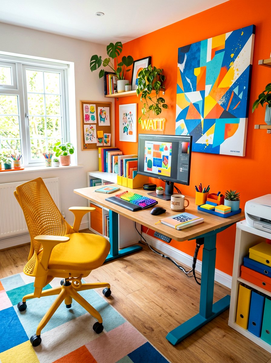 Colorful modern workspace - 30 standing desk room ideas