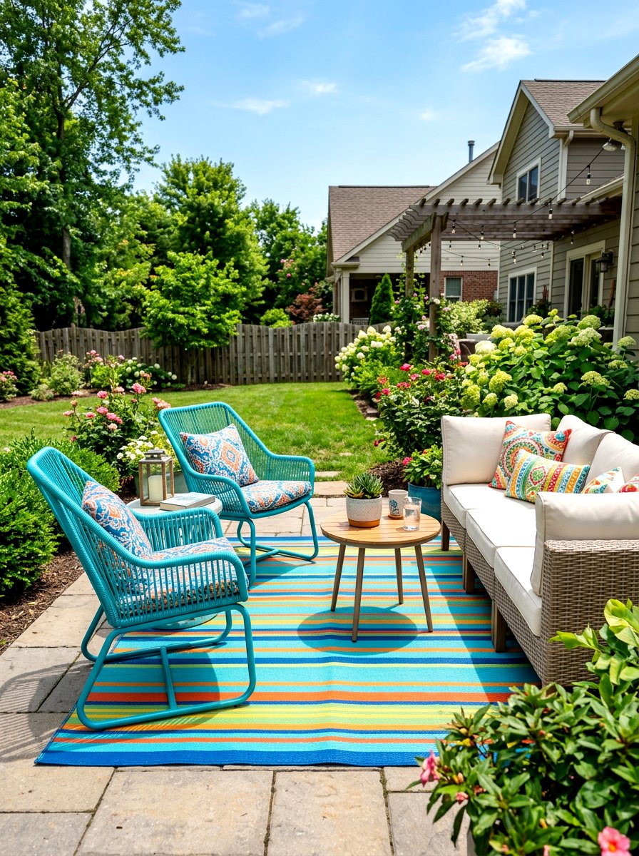 Colorful outdoor accent chairs - 30 patio conversation area ideas