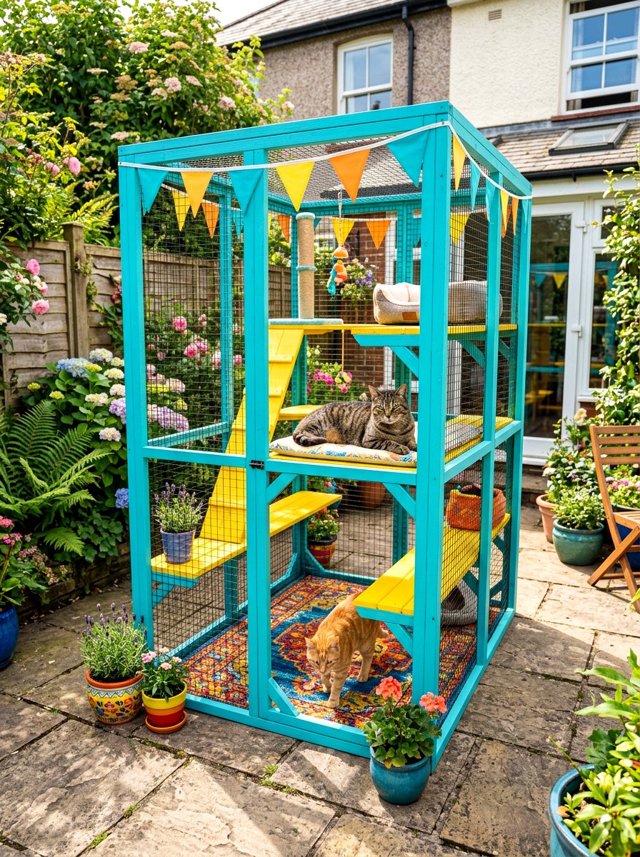 Colorful painted catio - 30 catio ideas
