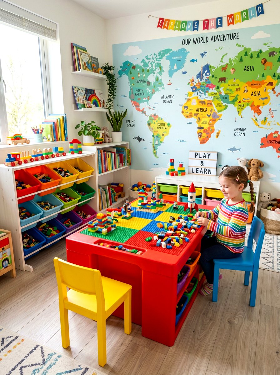 Colorful primary color lego table - 30 lego table ideas