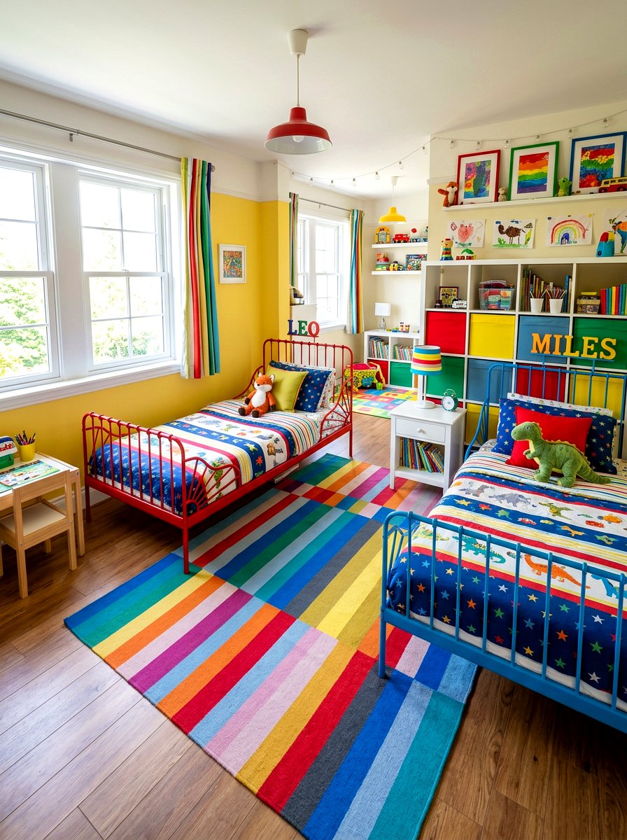 Colorful shared bedroom - 30 shared kids room ideas