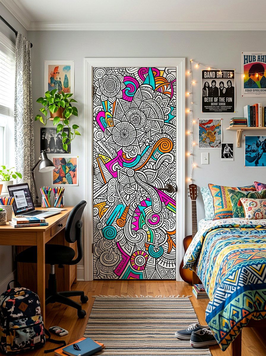 Coloring door cover - 30 plus coloring home decor ideas