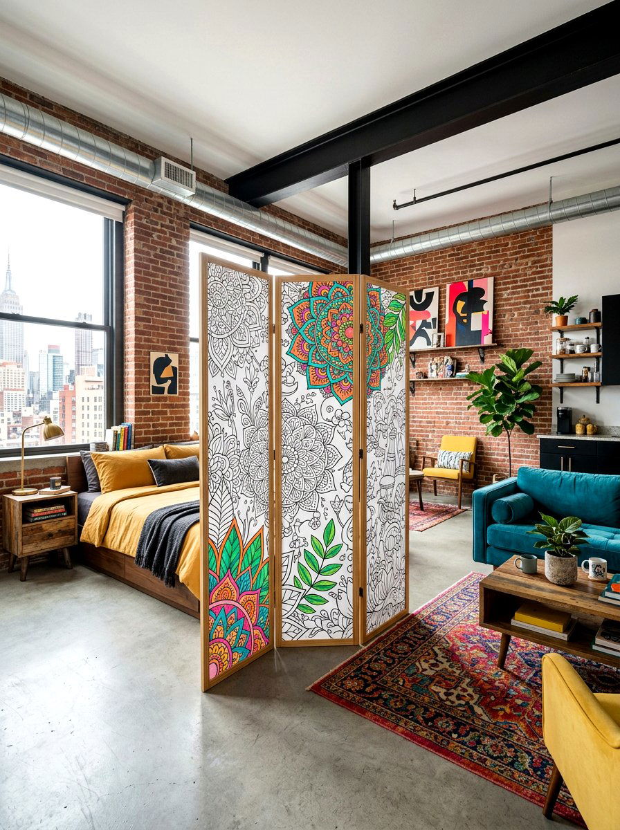 Coloring folding room divider - 30 plus coloring home decor ideas
