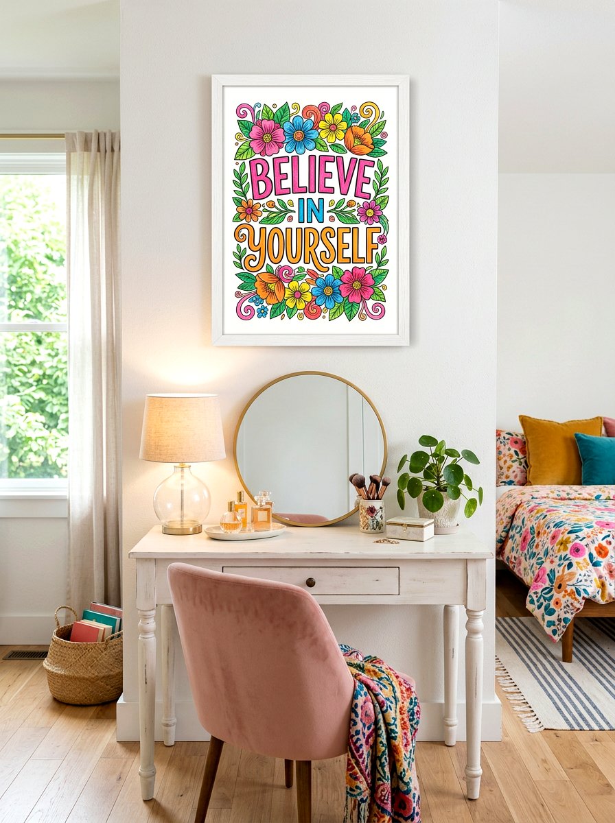 Coloring inspirational quote poster - 30 plus coloring home decor ideas