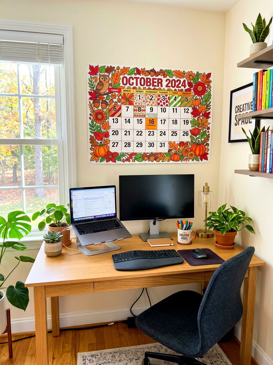 Coloring wall calendar - 30 plus coloring home decor ideas