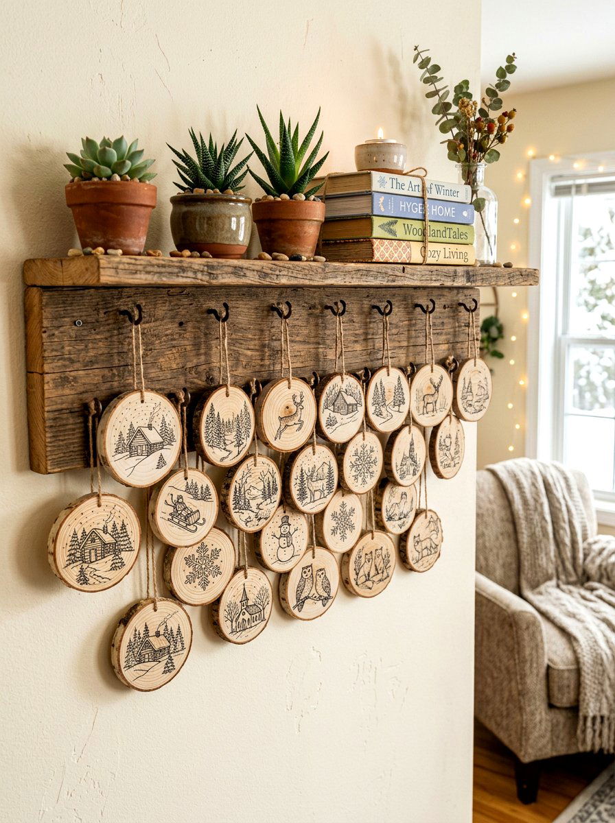 Coloring wood slice ornaments - 30 plus coloring home decor ideas