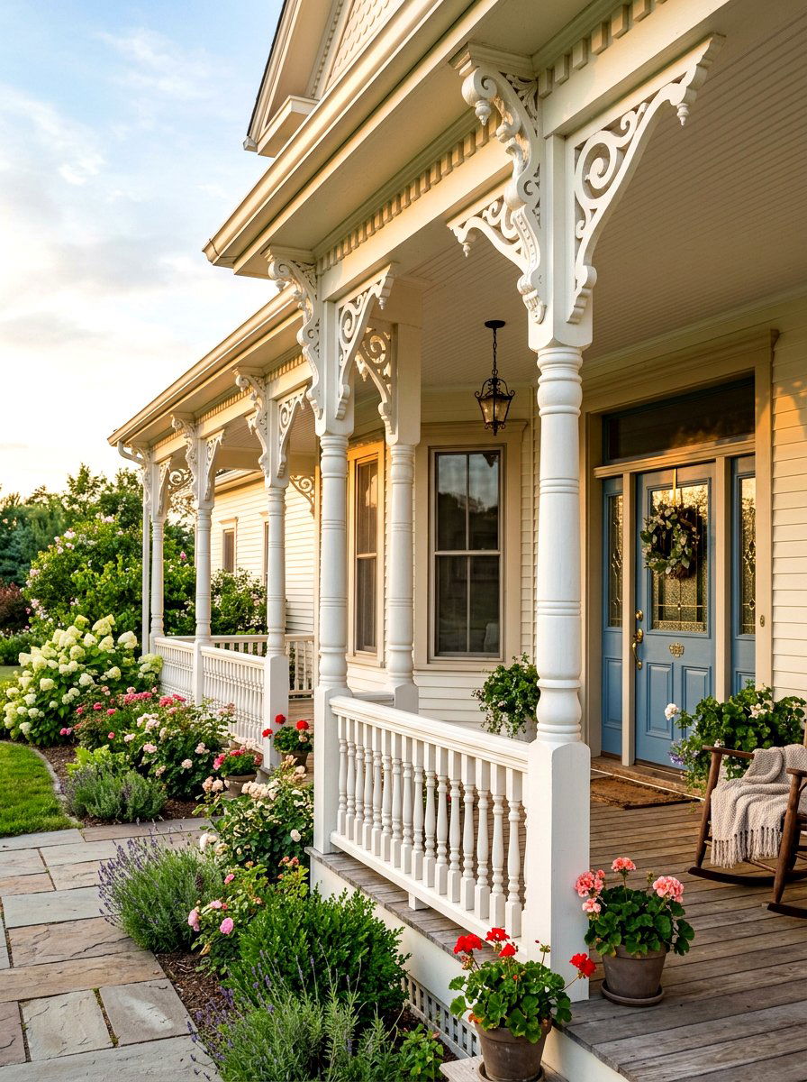 Column With Decorative Bracket - 30 farmhouse porch columns ideas
