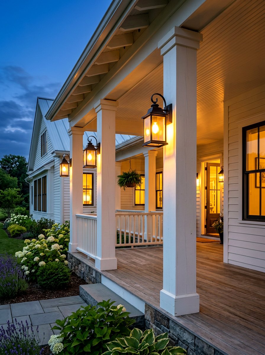 Column With Lighting Fixture - 30 farmhouse porch columns ideas