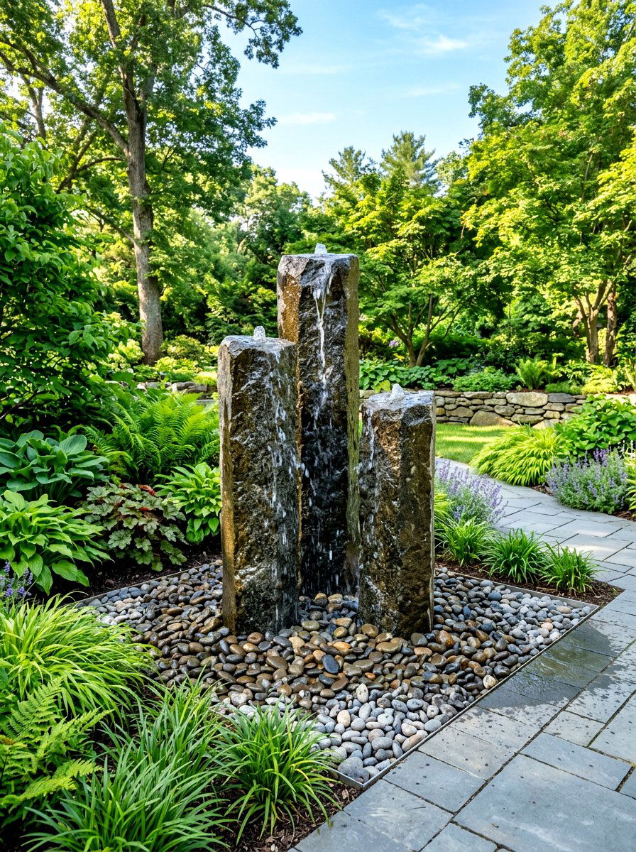 Column fountain - 30 patio fountain ideas