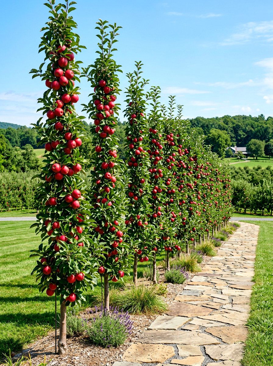 Columnar Apple Tree Row - 30 orchard backyard ideas