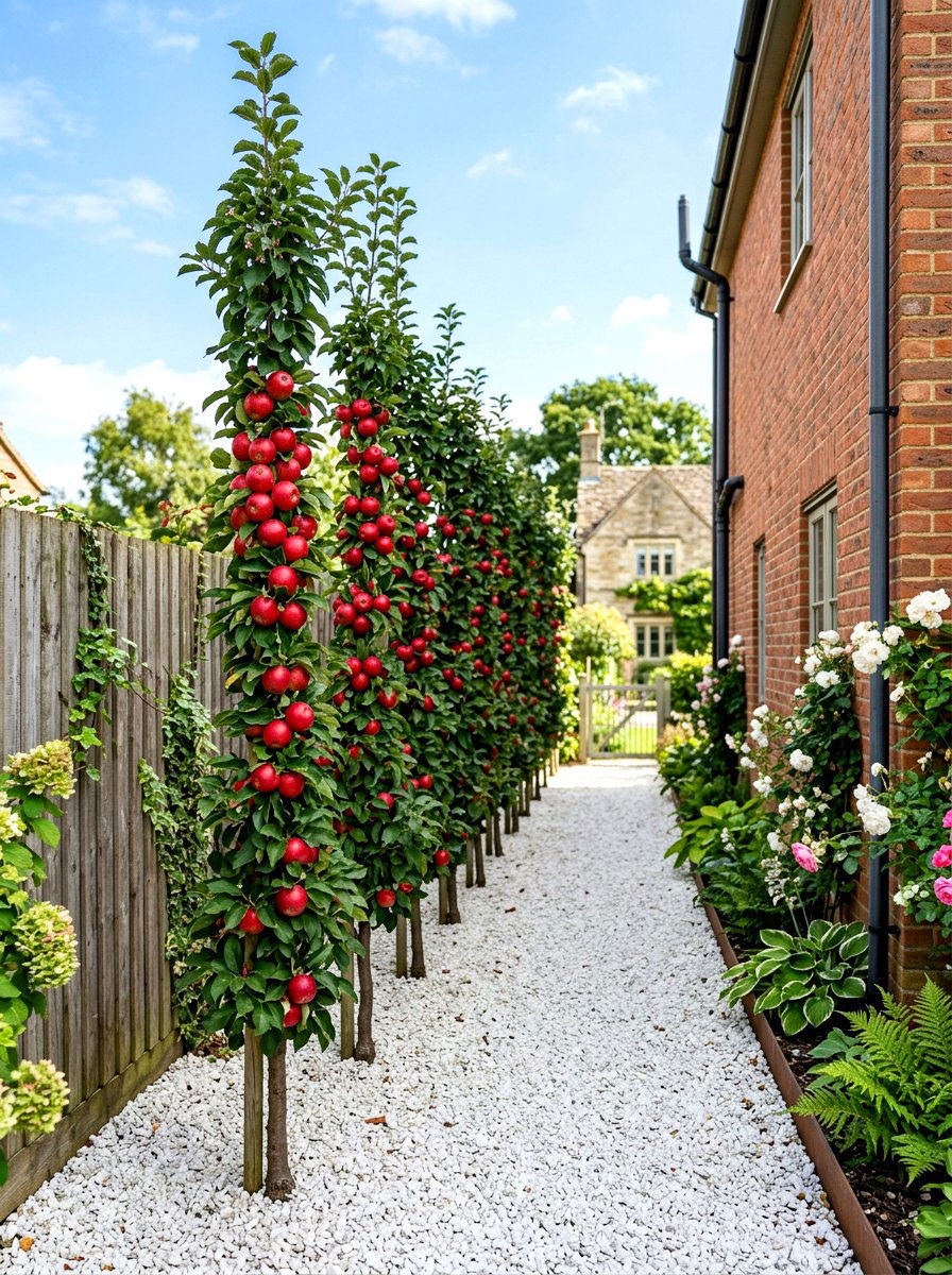 Columnar Apple Tree Row - 30 backyard orchard ideas