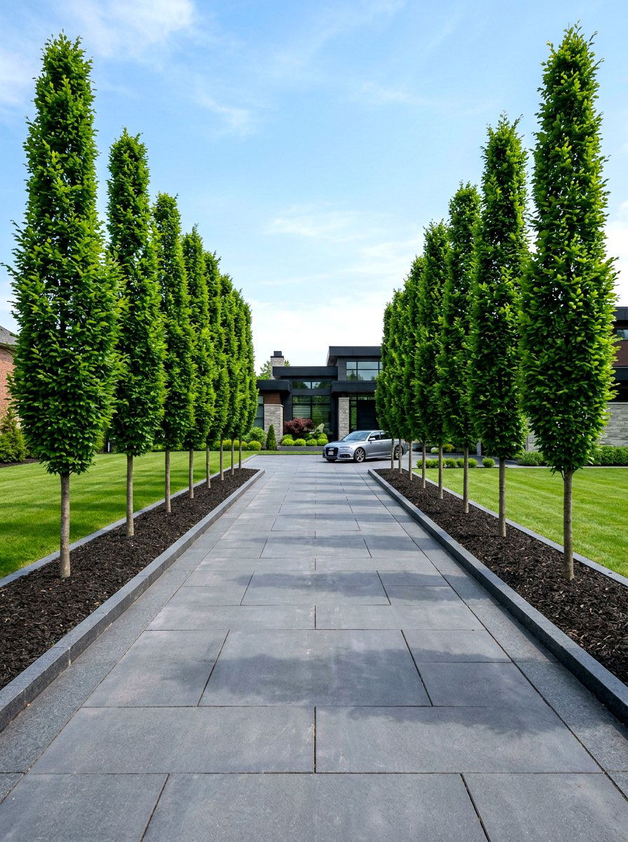 Columnar European Hornbeam - 30 front yard tree ideas