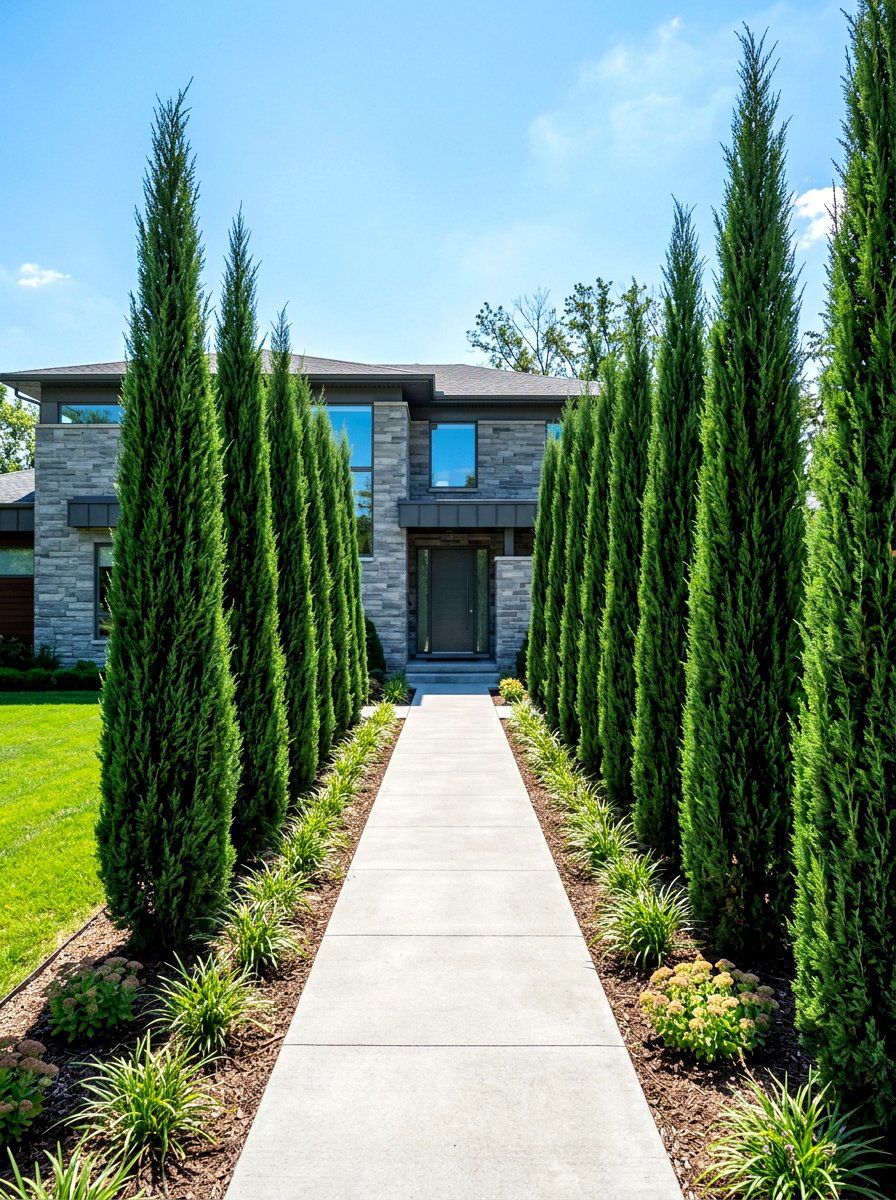 Columnar Trees - 30 front yard privacy ideas