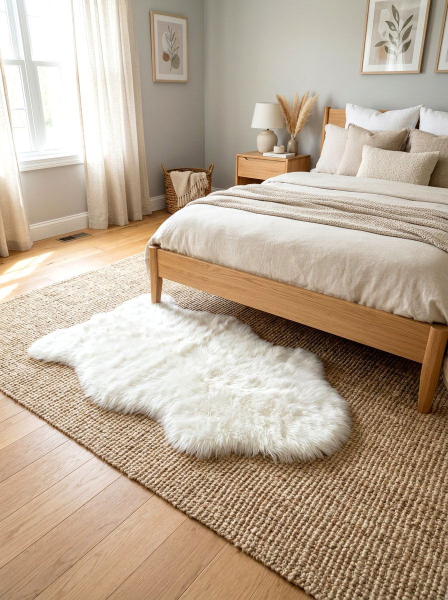 Comfort focused floor with layered rugs - 30 phone free bedroom ideas for adults