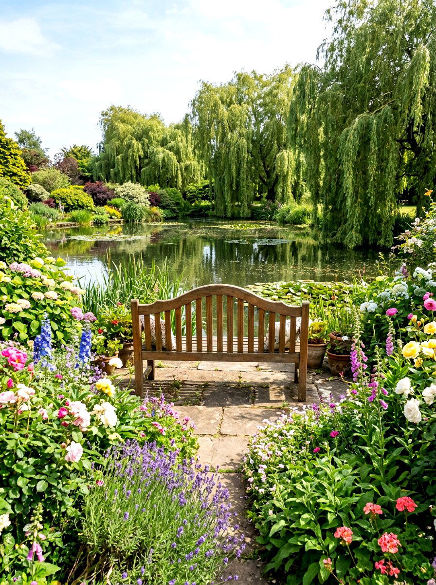 Comfortable Bench - 30 healing garden ideas