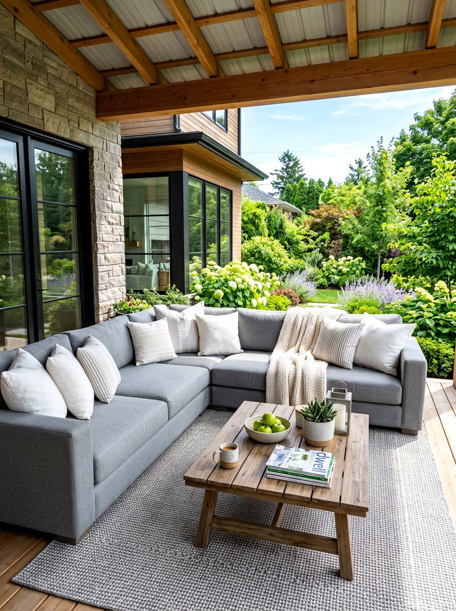 Comfortable Porch Sofa - 30 July porch ideas aesthetic