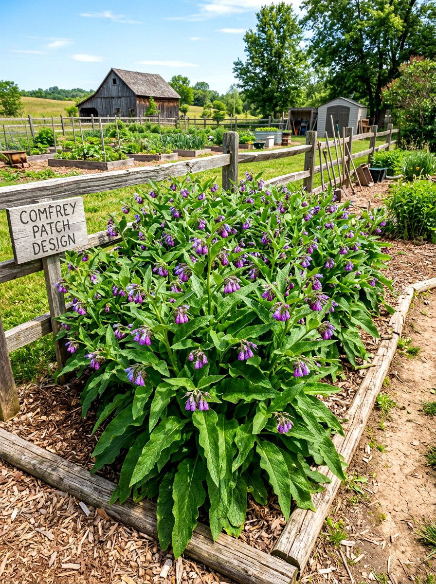 Comfrey Patch Design - 30 medicinal garden ideas