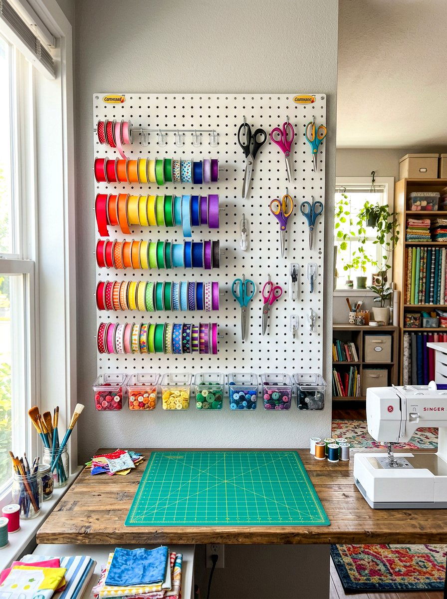 Command Hook Pegboard - 30 no drill shelf styling ideas