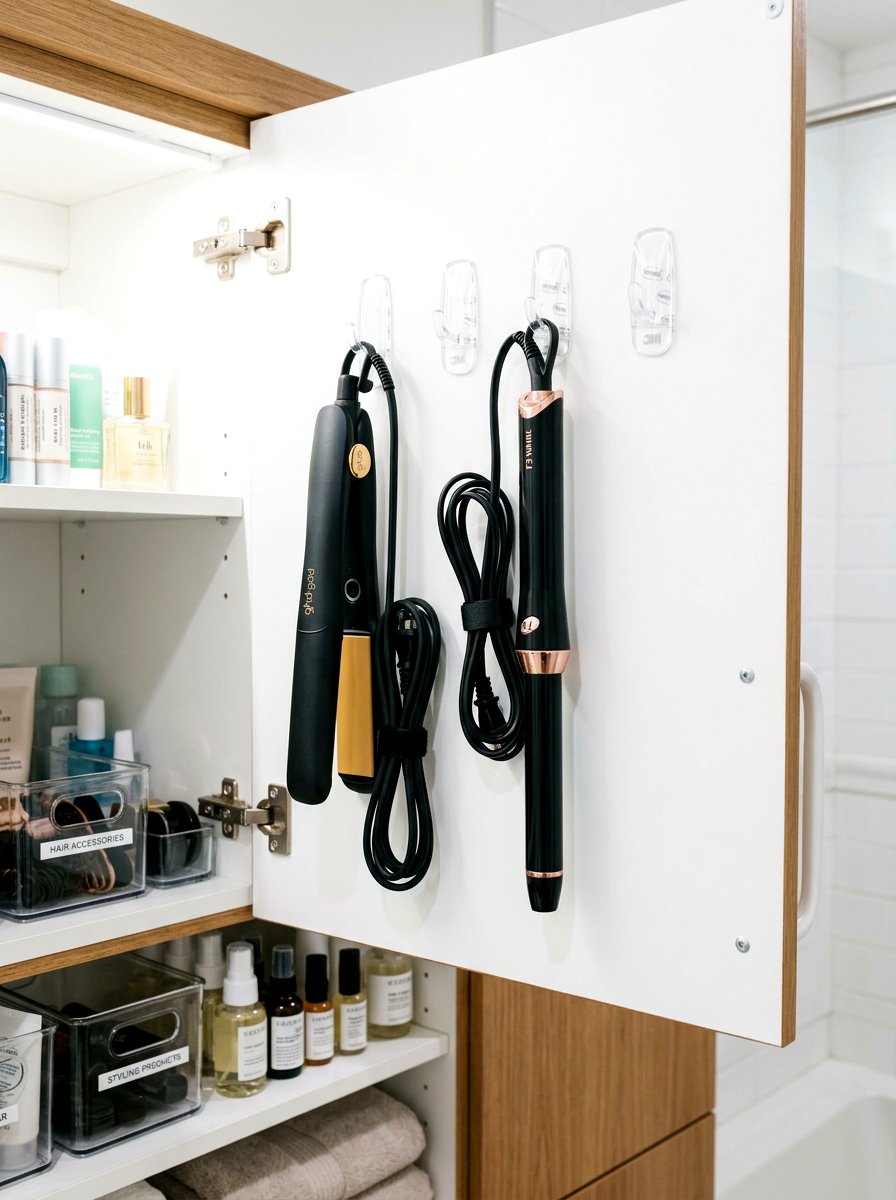 Command hook hair tool hack - 30 hair tool storage ideas
