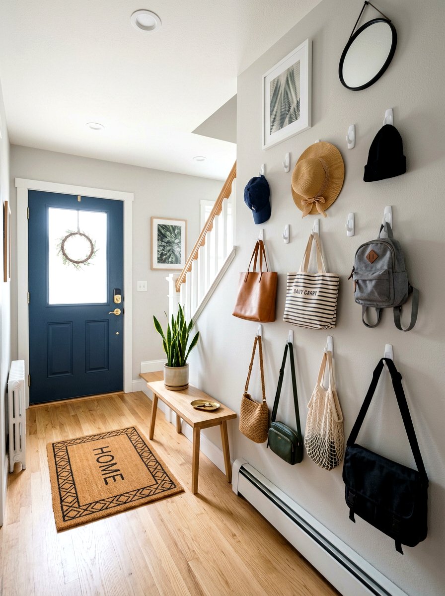 Command hook wall hanging - 30 small apartment storage ideas
