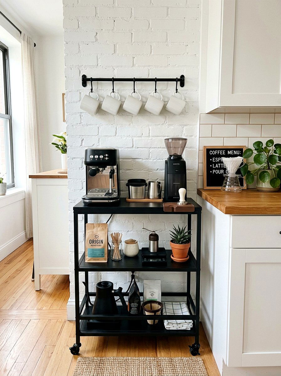 Compact Apartment Coffee Bar - 30 kitchen coffee bar ideas