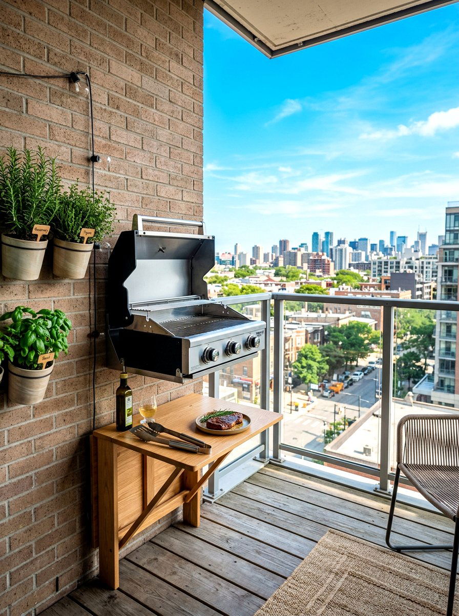 Compact Balcony Grill Setup - 30 small outdoor kitchen ideas