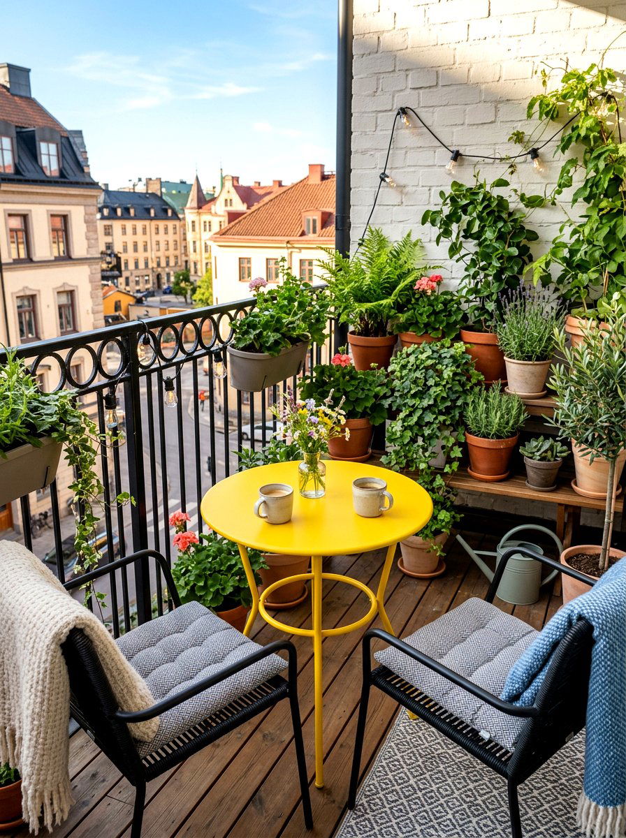 Compact Balcony Metal Drink Table - 30 drink table ideas