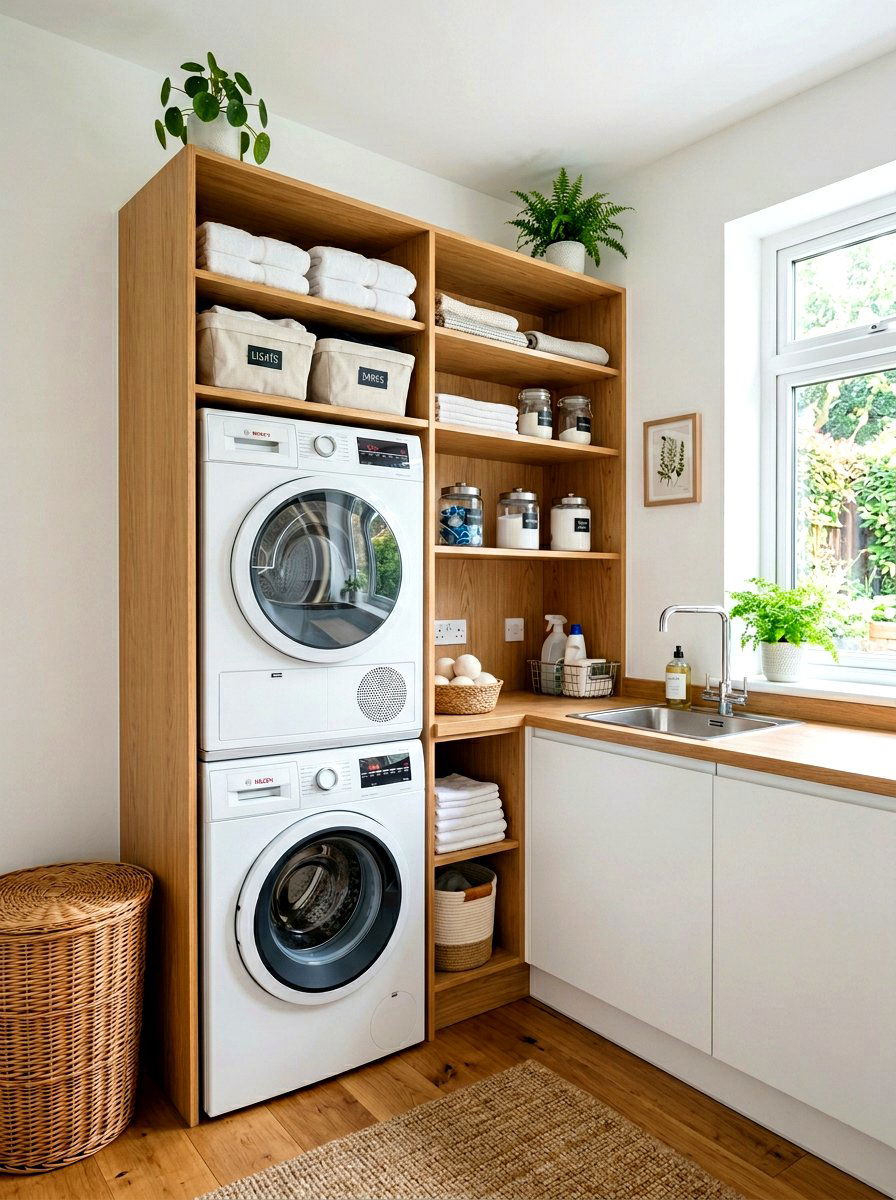Compact Corner Laundry Unit - 30 narrow laundry room ideas