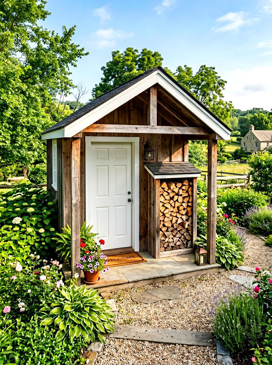 Compact Firewood Shed Porch - 30 wood storage shed ideas