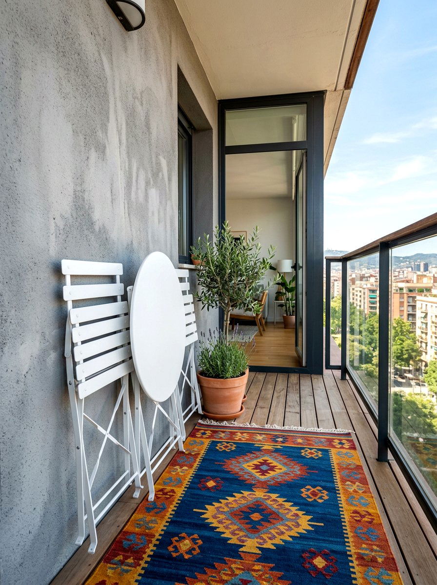 Compact Folding Balcony Set - 30 balcony breakfast table ideas