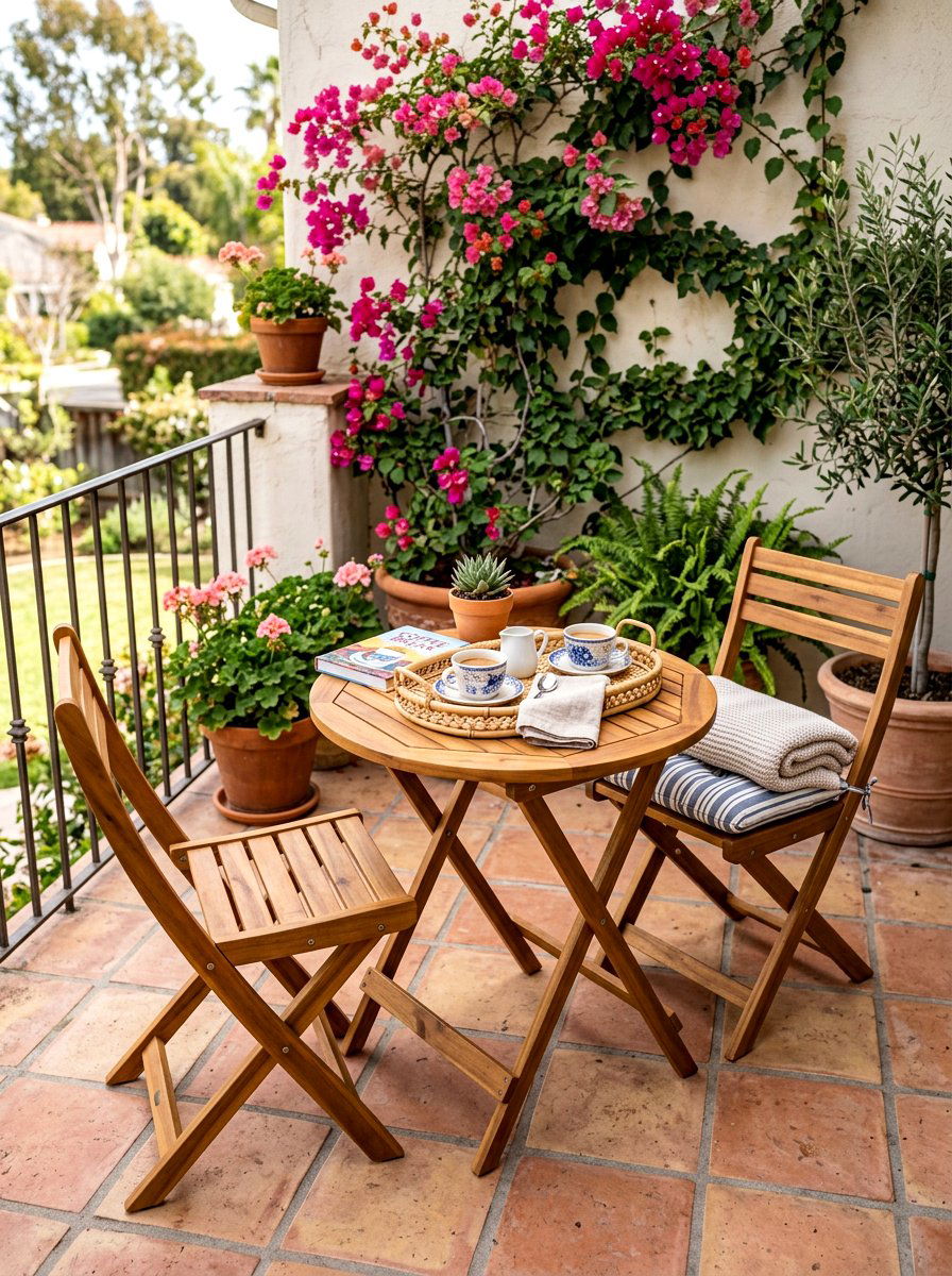 Compact Folding Bistro Set - 30 patio cafe corner ideas