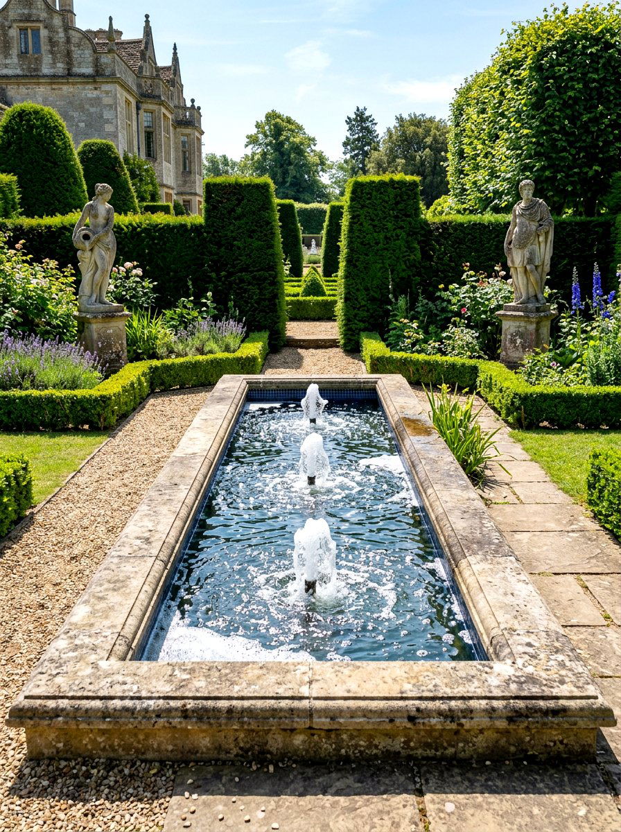Compact Fountain Pool - 30 narrow pool ideas