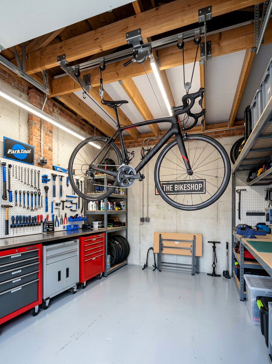 Compact Garage With Ceiling Bike Rack - 30 micro living ideas