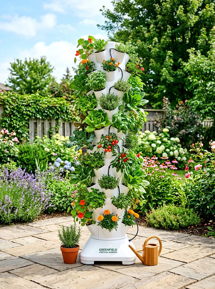Compact Garden Tower - 30 kitchen vegetable garden ideas