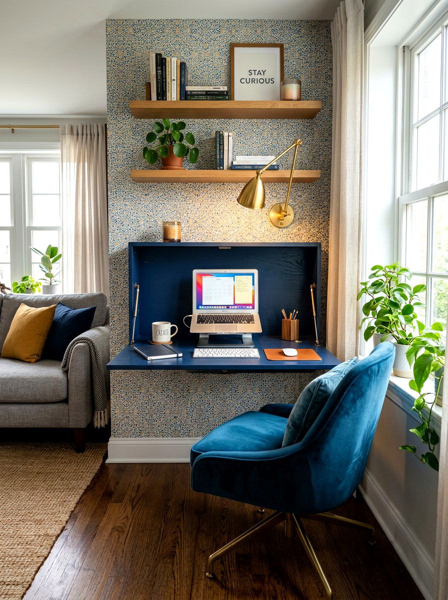 Compact Home Office Nook - 30 fold down desk apartment ideas
