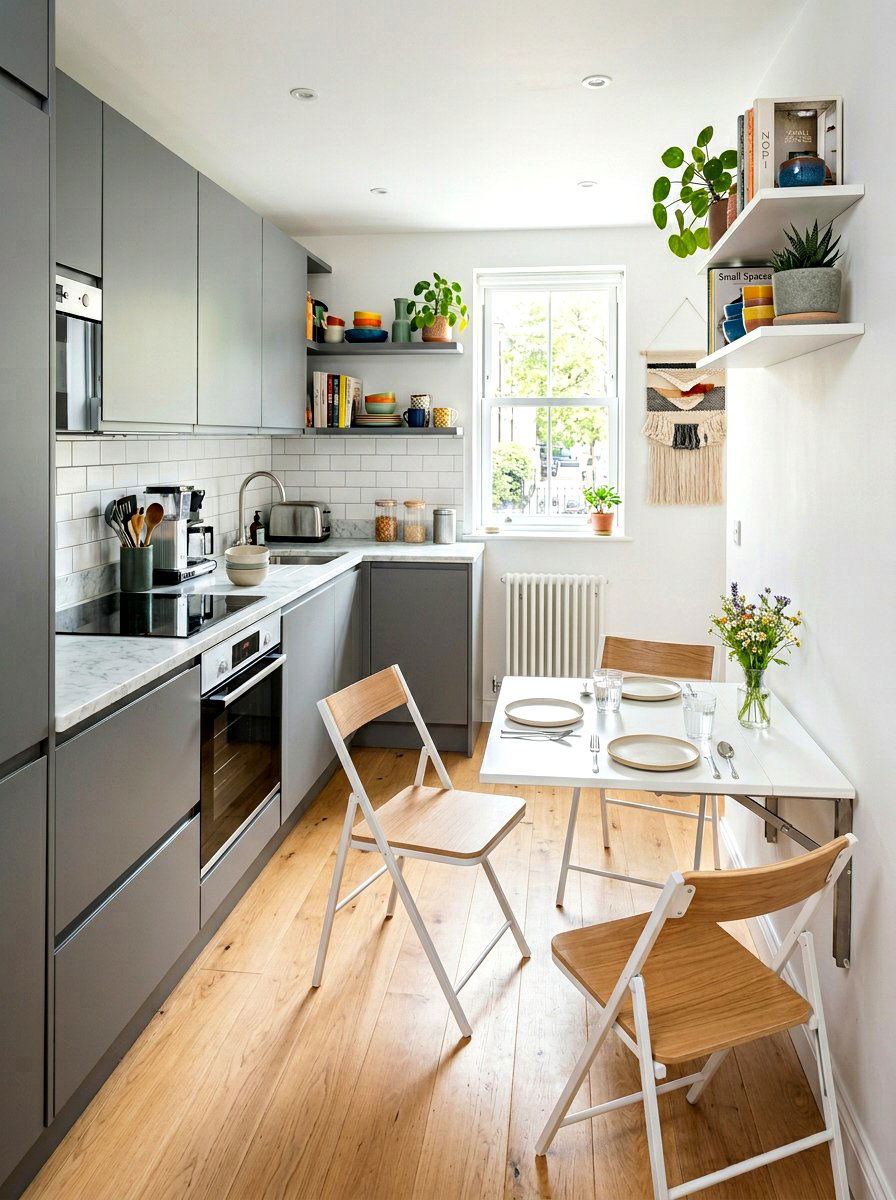 Compact Kitchen With Foldable Table - 30 micro living ideas