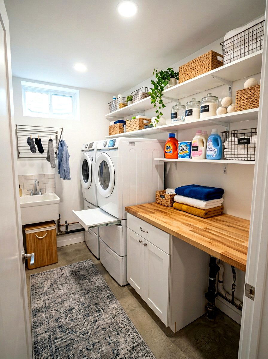 Compact Laundry Room - 30 low ceiling basement ideas