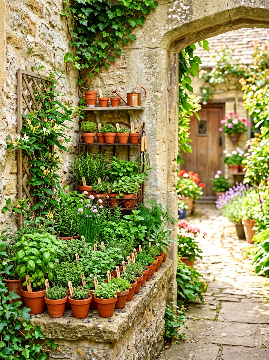 Compact Micro Herb Garden - 30 courtyard herb garden ideas