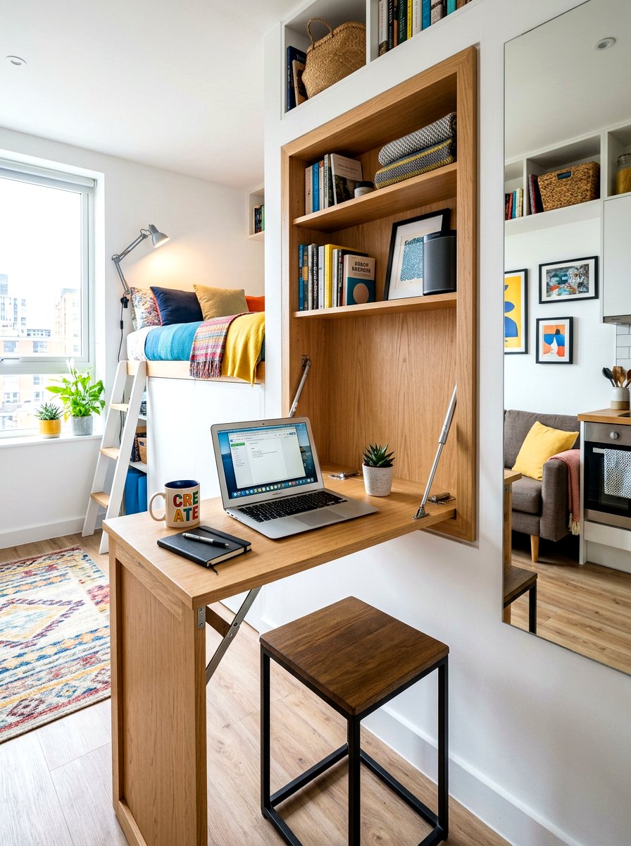 Compact Murphy Desk - 30 Murphy desk apartment ideas