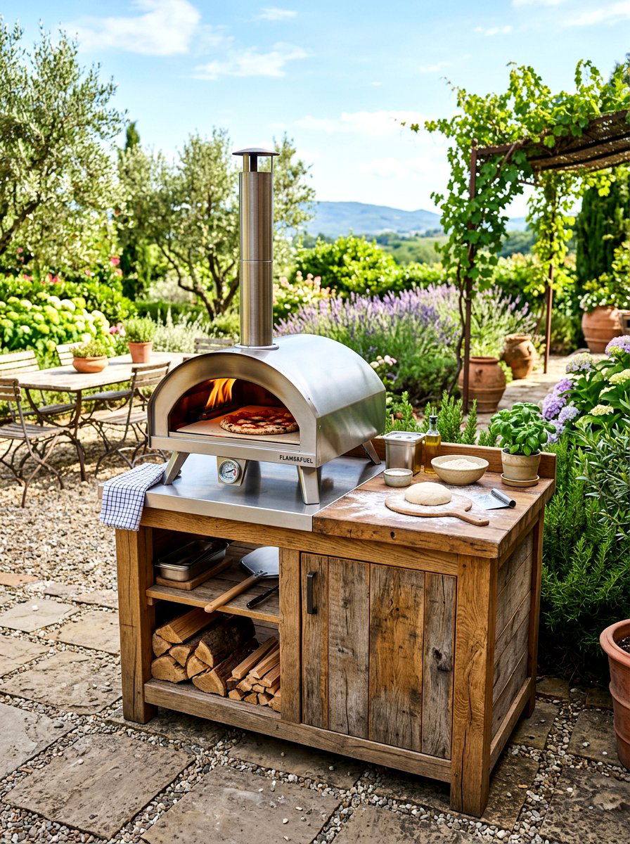 Compact Pizza Oven Station - 30 small outdoor kitchen ideas
