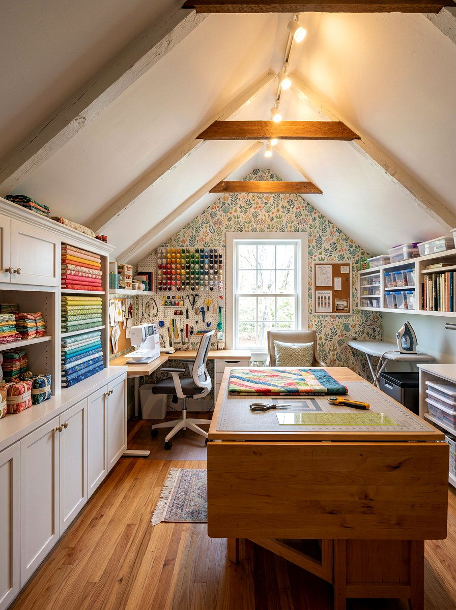 Compact Sewing Room Attic - 30 attic studio ideas
