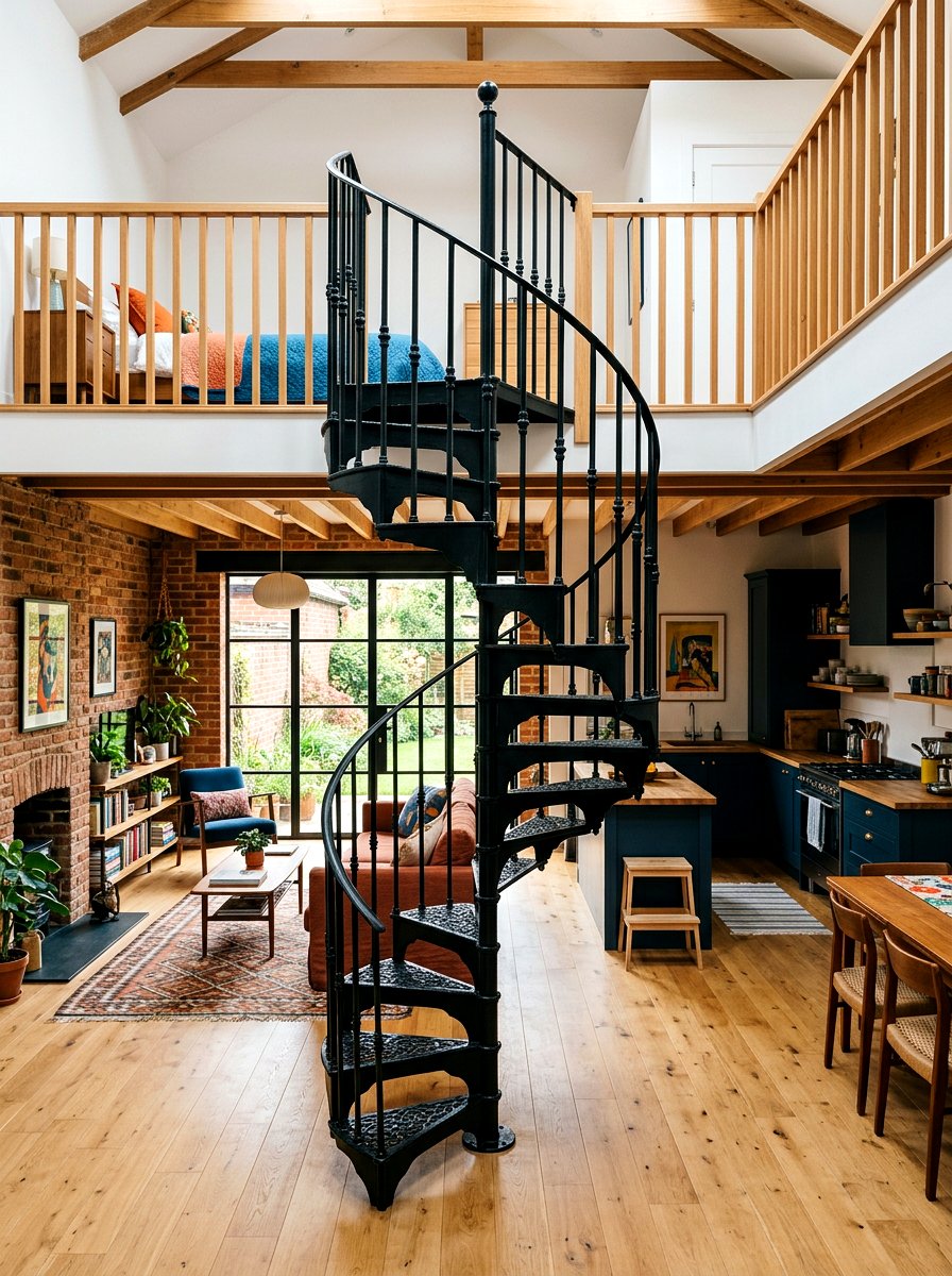 Compact Spiral Staircase Interior - 30 carriage house ideas