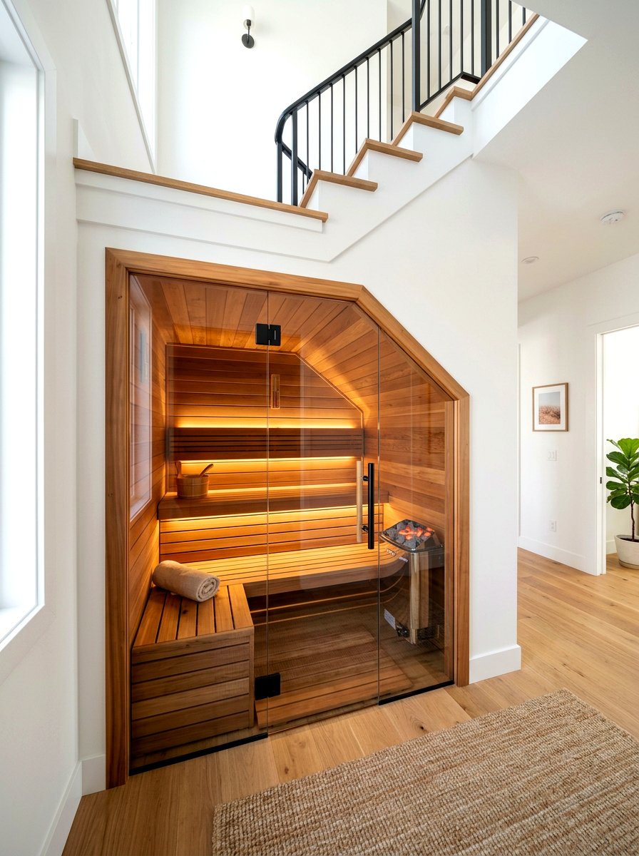 Compact Under Stair Sauna - 30 spa corner ideas