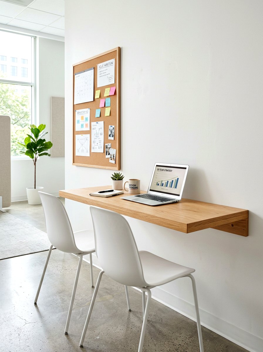 Compact Wall Mounted Meeting Desk - 30 office meeting corner ideas